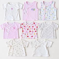 【まとめ売り】新生児 短肌着 8枚セット (半袖＆ノースリーブ) 50-60cmのサムネイル