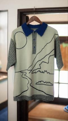 必*フ様 【正規品】PAMM 月のある風景のニットポロ　半袖ニットセーター【完売のサムネイル