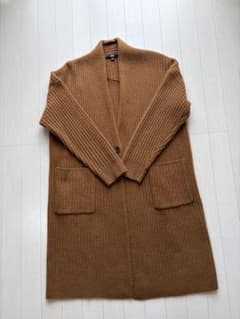 【美品】UNIQLO リブロングカーディガン ブラウン　Lサイズのサムネイル