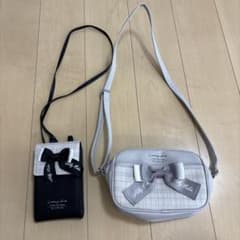 キッズ ショルダーバッグ 2点セット リボン チェックのサムネイル