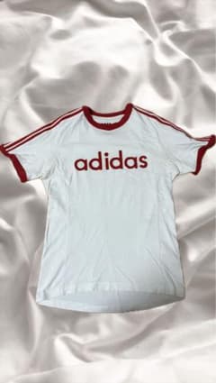 【adidas】 アディダスTシャツ リンガーネックTシャツ 白赤ホワイトレッドのサムネイル
