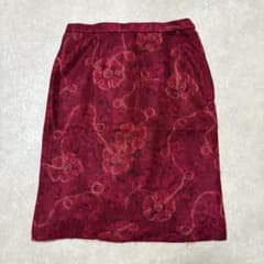 【00's vintage】花柄刺繍 タイトスカート ワインレッドのサムネイル