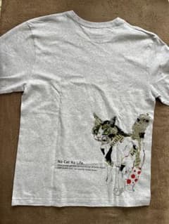 猫のイラスト 長袖Tシャツ グレーのサムネイル