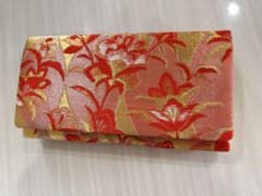 和装財布 懐紙入れ 帯地 長財布 金糸 花柄 成人式 結婚式のサムネイル