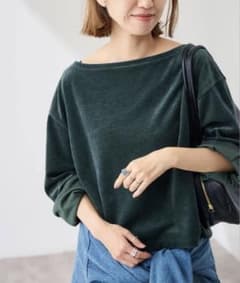 tシャツ ベロアボーダープルオーバー レディース グリーンのサムネイル
