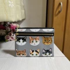 ねこ 猫 リアルねこ 猫の頭 猫柄 お財布ポーチ ミニポーチ