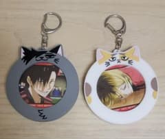 劇場版ハイキュー!! 孤爪研磨 黒尾鉄朗 猫型キーホルダー 缶バッジ セットのサムネイル