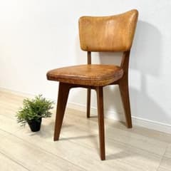 と02)本革 無垢 ダイニングチェア 国産ヴィンテージ シャルドネ系 WULC
