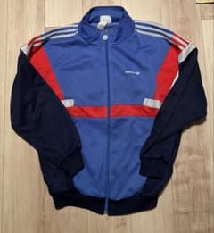 adidas トラックジャケット 3ライン ブルー レッド ネイビー 古着のサムネイル