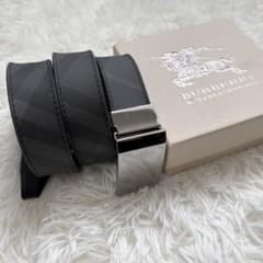極美品 バーバリー ベルト デカバックル シルバー金具 ロンドン