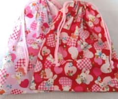 ☆値下げ中【ハンドメイド】体操着入れ2枚/30*35/ ラビット - メルカリ