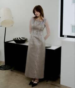 Shouder frill jacquard dress