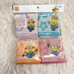 ユニバ】新品 ミニオン ミニタオルセット 4枚 約20×20cm ハンカチ