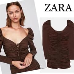ZARA ショート 美品 ドレープ シャーリング ドレス　ワンピースのサムネイル