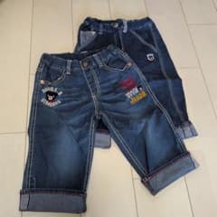mikihouse　DOUBLE.B ハーフパンツ デニム 2枚セットのサムネイル