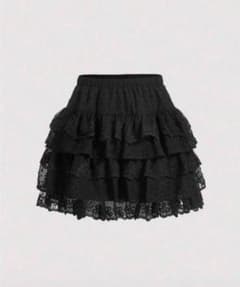 ブラック レースフレアスカート JP-XL(M)のサムネイル