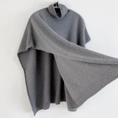 2024✨ evam eva vie ウールセーブルニットポンチョ F グレー - メルカリ