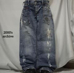 2000's archive grunge denim pants y2k - メルカリ