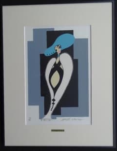 作者名：岡本敦子（無所属）・画題：青い帽子の女 ・技法：シルク