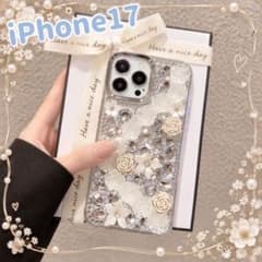 白薔薇　ラインストーン　iPhoneケース　iPhone17のサムネイル