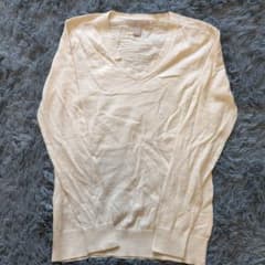 ​バナナリパブリック コットン100% Vネック 長袖Tシャツ S アイボリー