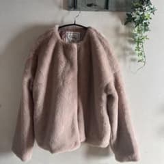 AS KNOW AS Pinky ノーカラー ファー コート ピンクベージュ - メルカリ
