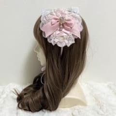 ✦·.⋆ ヘッドドレス ピンク レースアップ リボン ⋆.·✦のサムネイル