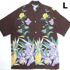 L SUNSURF デュークカハナモク 復刻 アロハ シャツ パイナップル 茶