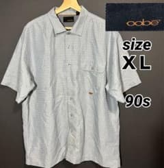 90s oobe レーヨン混 テックシャツ XL サックスブルーシングルステッチのサムネイル