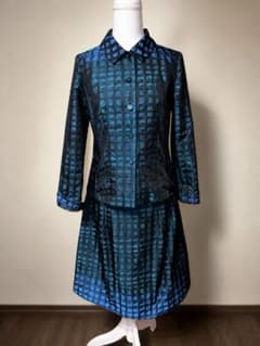 美品 HANAE MORI ハナエモリ セットアップ格子柄 ブルー ブラック Mのサムネイル