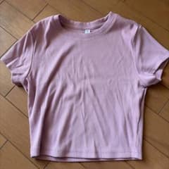 GU 半袖 リブトップス ピンク Mのサムネイル