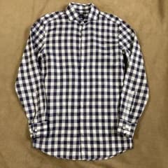 【美品】ヒューゴボス　ギンガムチェック　シャツ　メンズ　Lサイズ　白　紺のサムネイル