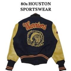 80s HOUSTON インディアンヘッド袖レザースタジャン ボタスタ - メルカリ