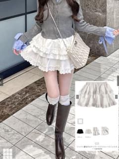 GRL インパン裏地付きレースフリルティアードミニスカート tu1459のサムネイル