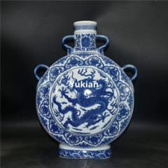 清康熙緑地粉彩龍鳳紋抱月扁瓶 陶磁器  現代工芸品 美術品 置物 青花龍鳳呈祥瓶 水養花瓶 陶磁器 現代工芸品 美術品 装飾品 - メルカリ