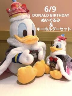 ドナルド ぬいぐるみキーホルダー　Donald Birthday 2点セット 新品】Donald Birthday ドナルドダッグ ぬいぐるみ&キーホルダー