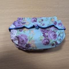 ハンドメイド がま口ポーチ フリル付のサムネイル