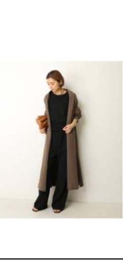ブラウン ロングコート オープンフロントのサムネイル