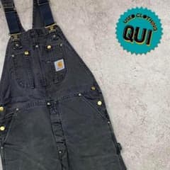 レア USA製90s古着○カーハート オーバーオール ブラック W38×L30