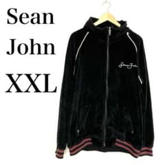Sean John メンズ XXL ブラック ベロア トラックジャケット Y2Kのサムネイル