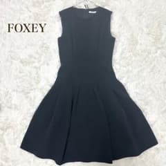 【美品】フォクシー ローウエストバロン タックフレアドレスワンピース 38 極美品✨フォクシー ローウエストバロン タックフレアドレスワンピース