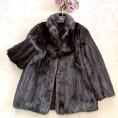 マホガニーミンク ハーフ ファーコート リアルファー 毛皮 毛並