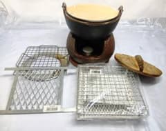 新品有り　一人 鍋　鋳鉄製深型鍋 蓋　焜炉　網焼き　網　蓋　焜炉　敷台　網　網台