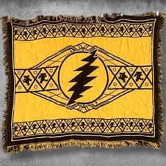 BOFX バンド ラグ マット 古着 黄色 グレイトフルデッド ダンシングベア BOFX バンド ラグ マット 古着 黄色 グレイトフルデッド ダンシング