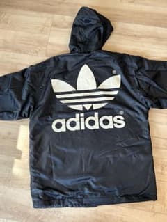 90s デサント製 adidas トレフォイル ベンチコート 日本製　ブラックのサムネイル