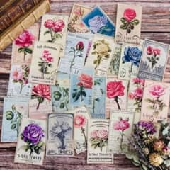 コラージュ素材 花切手32piece ラッピング ジャンクジャーナル