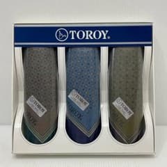 미사용 TOROY 남성 손수건 3장 세트 기하학 면 100% 트로이