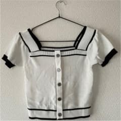 GRL バイカラースクエアネックニットカーディガンのサムネイル