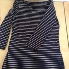 ♡mama♡様専用  H&Mネイビーボーダー柄七分丈カットソーのサムネイル