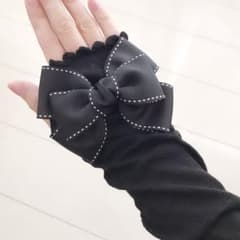 アームカバー　ハンドメイド　ブラックステッチリボンのサムネイル